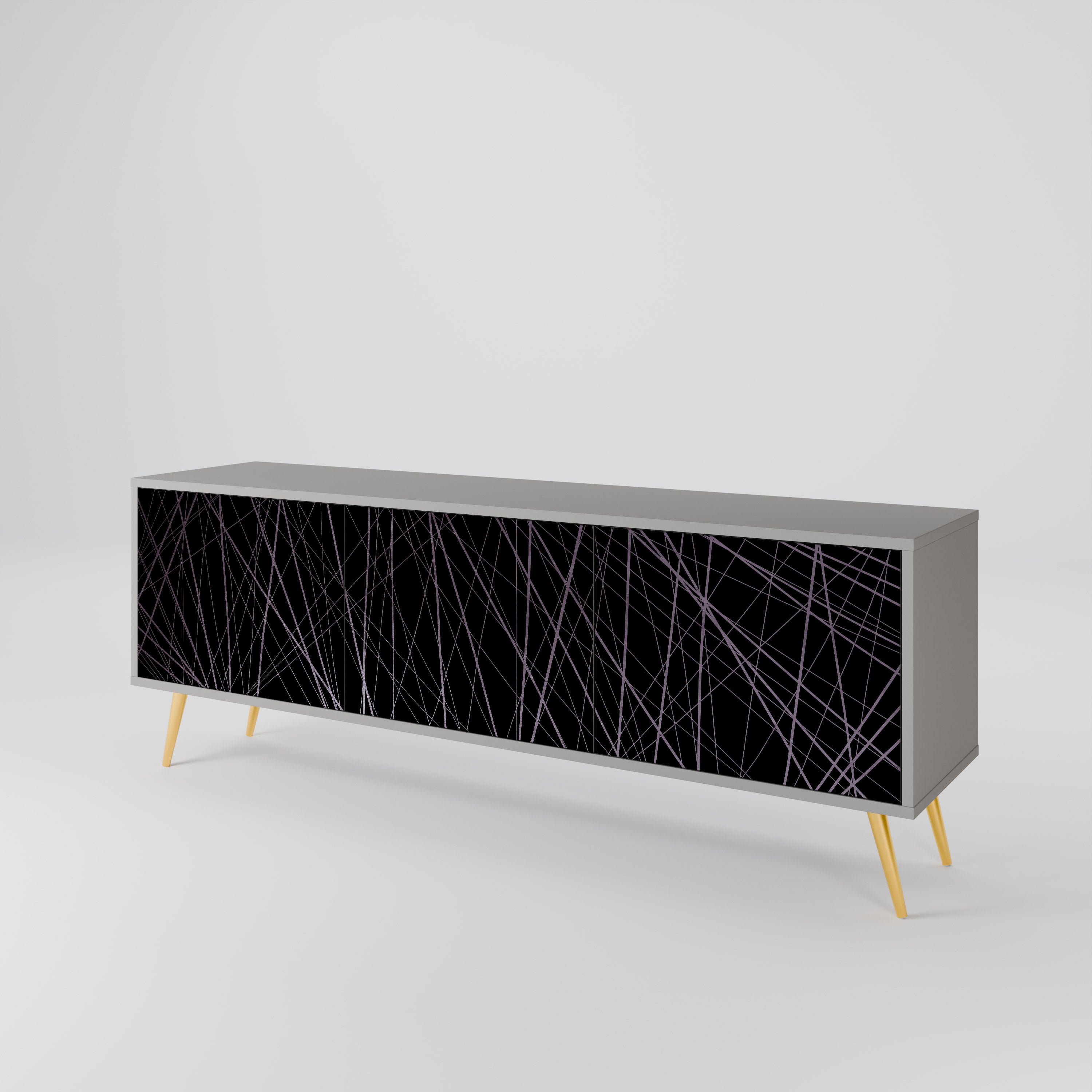 SHIMMER SPIDERGRAM 3-Door TV Stand in Grey Finish