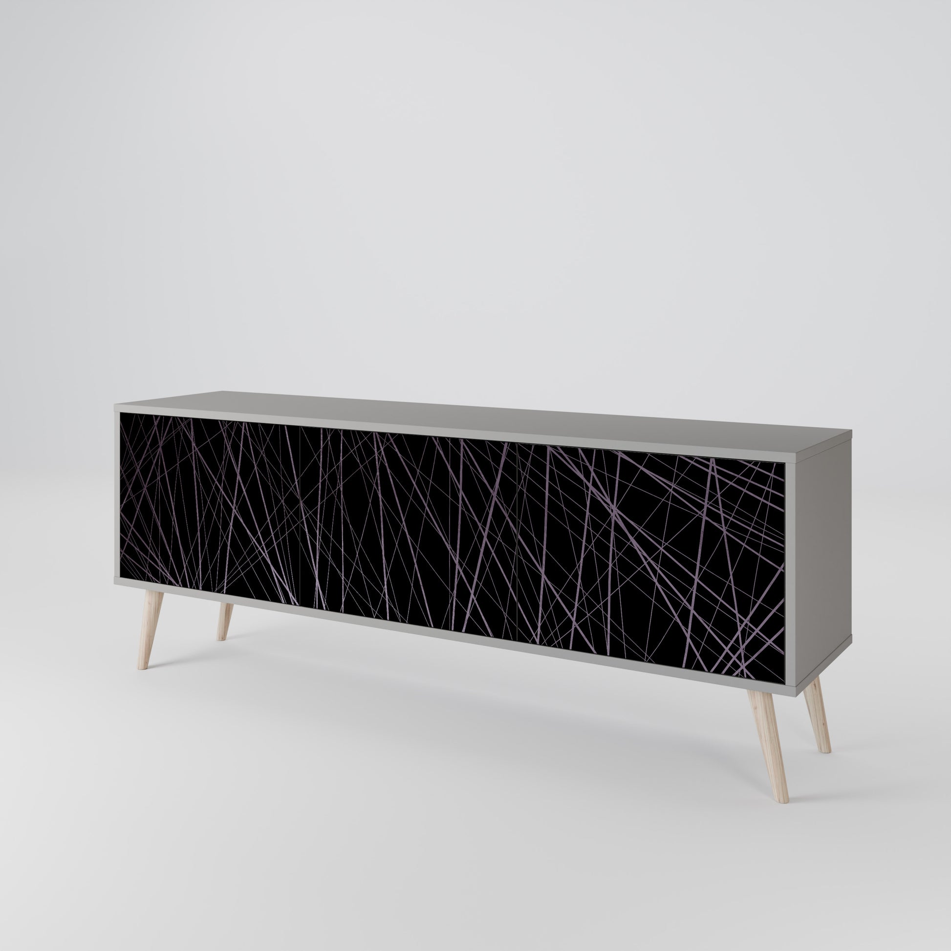 SHIMMER SPIDERGRAM 3-Door TV Stand in Grey Finish