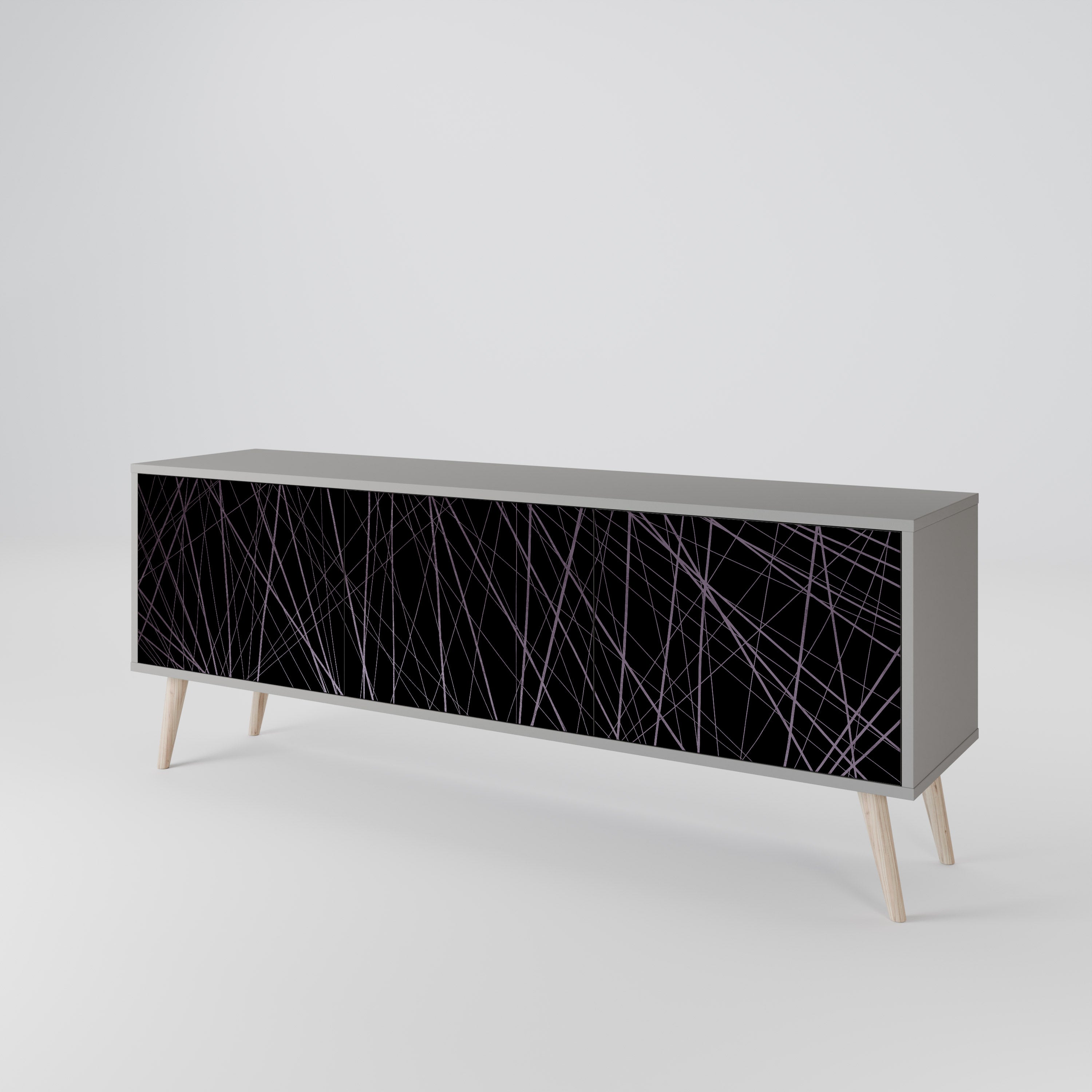 SHIMMER SPIDERGRAM 3-Door TV Stand in Grey Finish