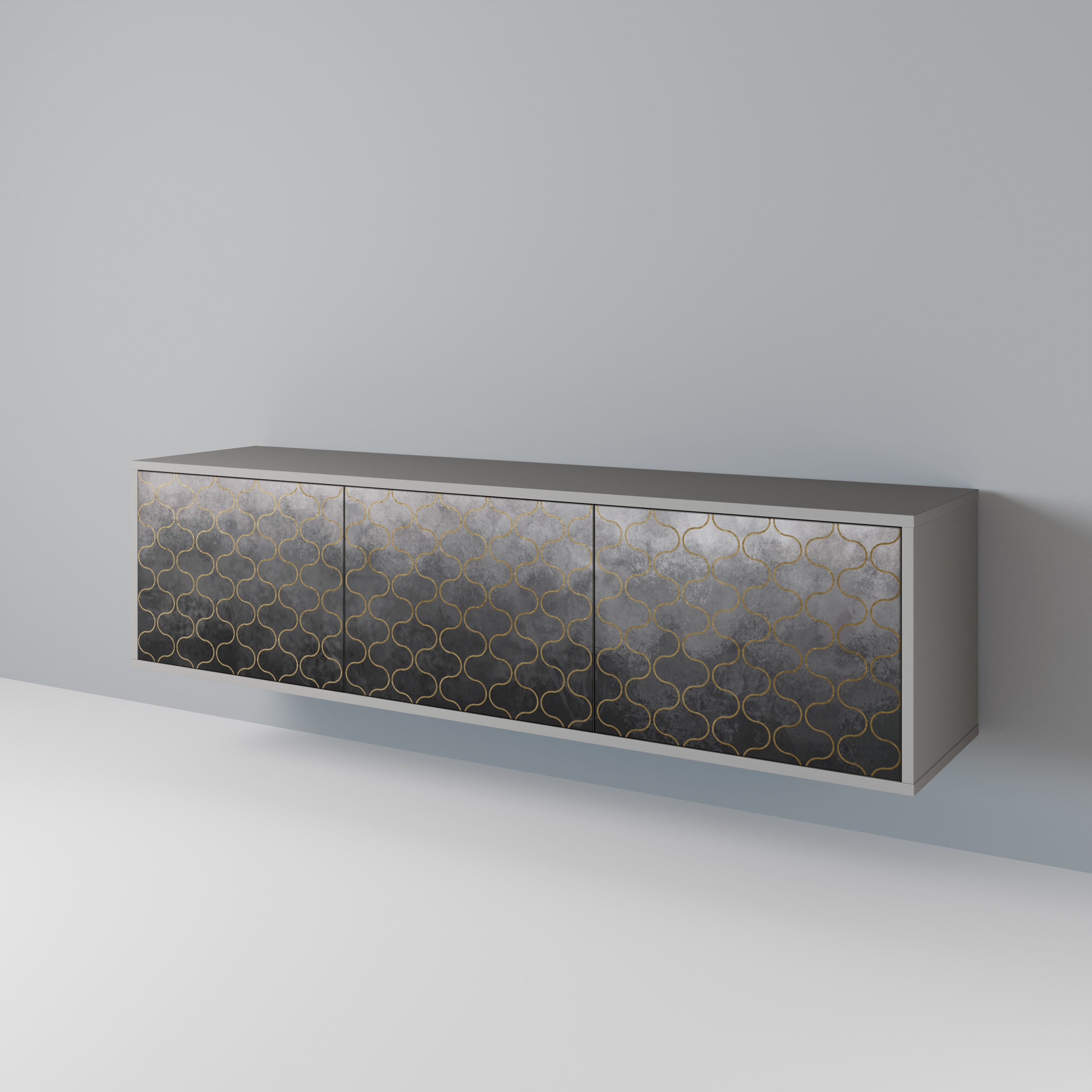 TESSELATED GRAYISH Mueble de TV de 3 Puertas