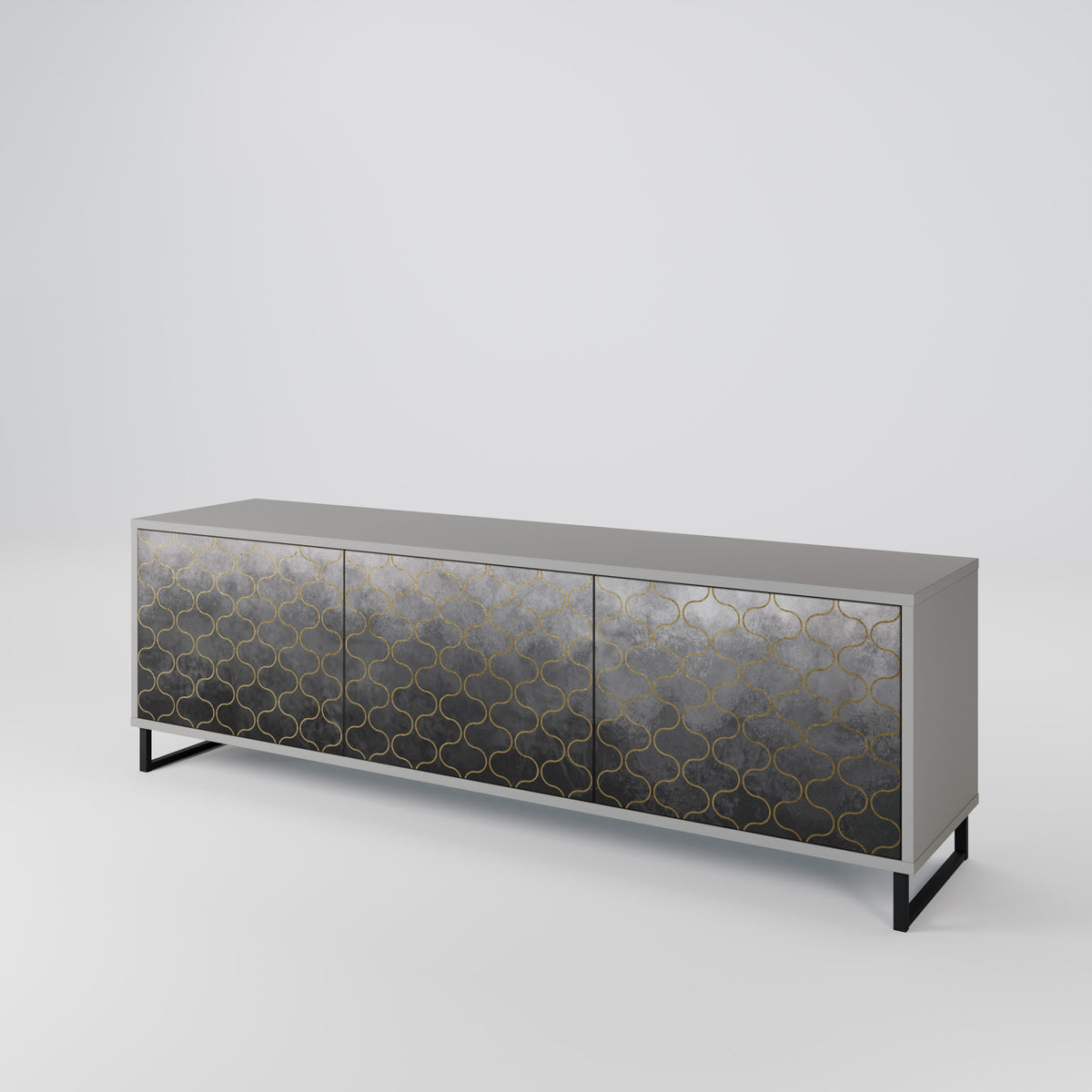 TESSELATED GRAYISH Mueble de TV de 3 Puertas