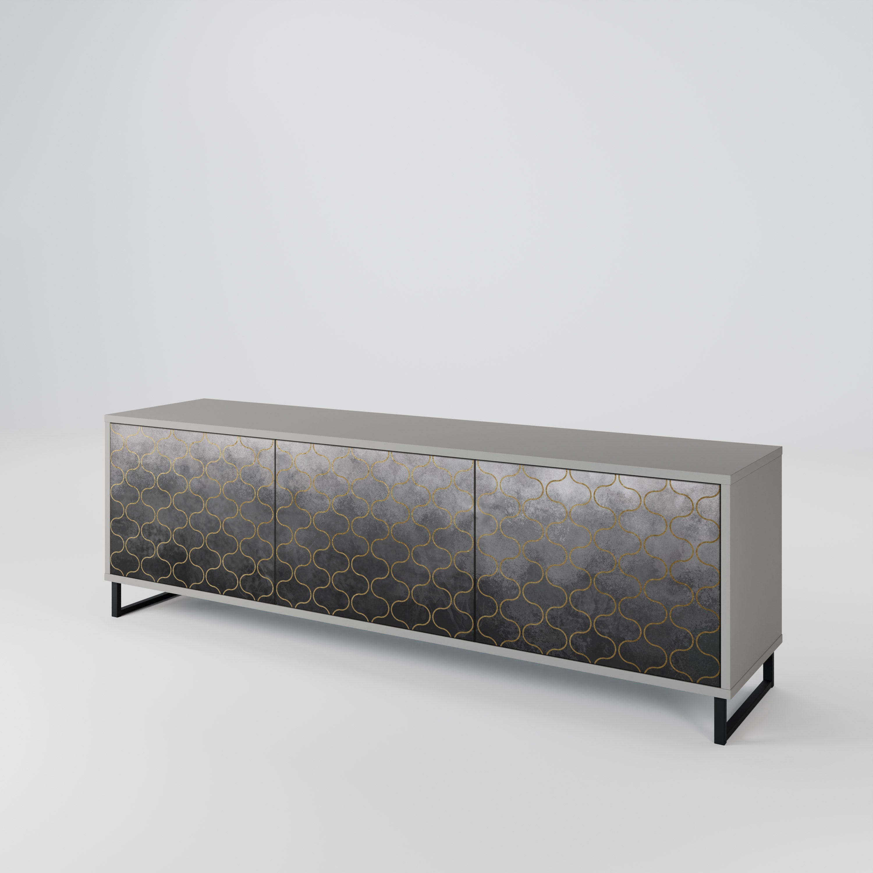 TESSELATED GRAYISH Mueble de TV de 3 Puertas