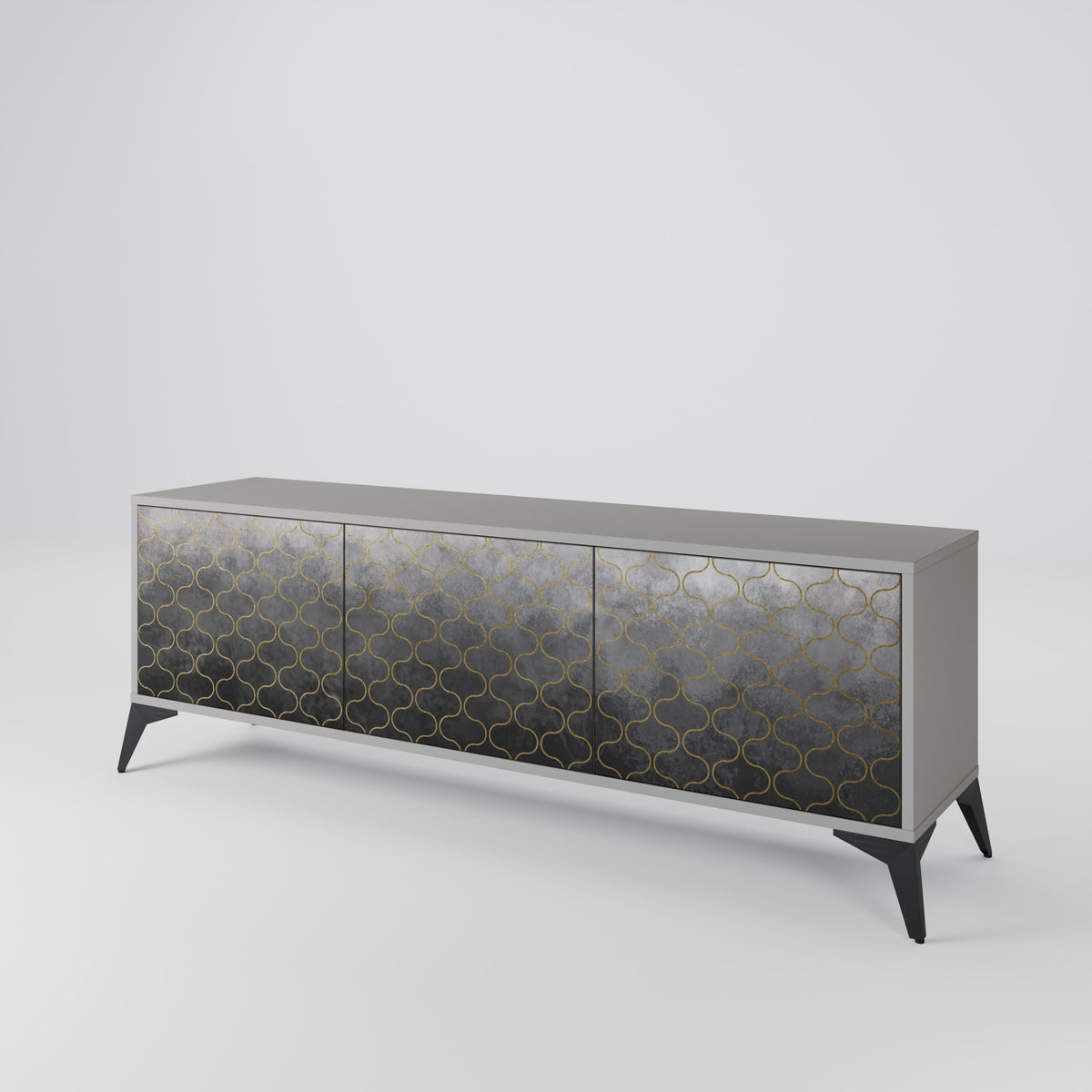TESSELATED GRAYISH Mueble de TV de 3 Puertas