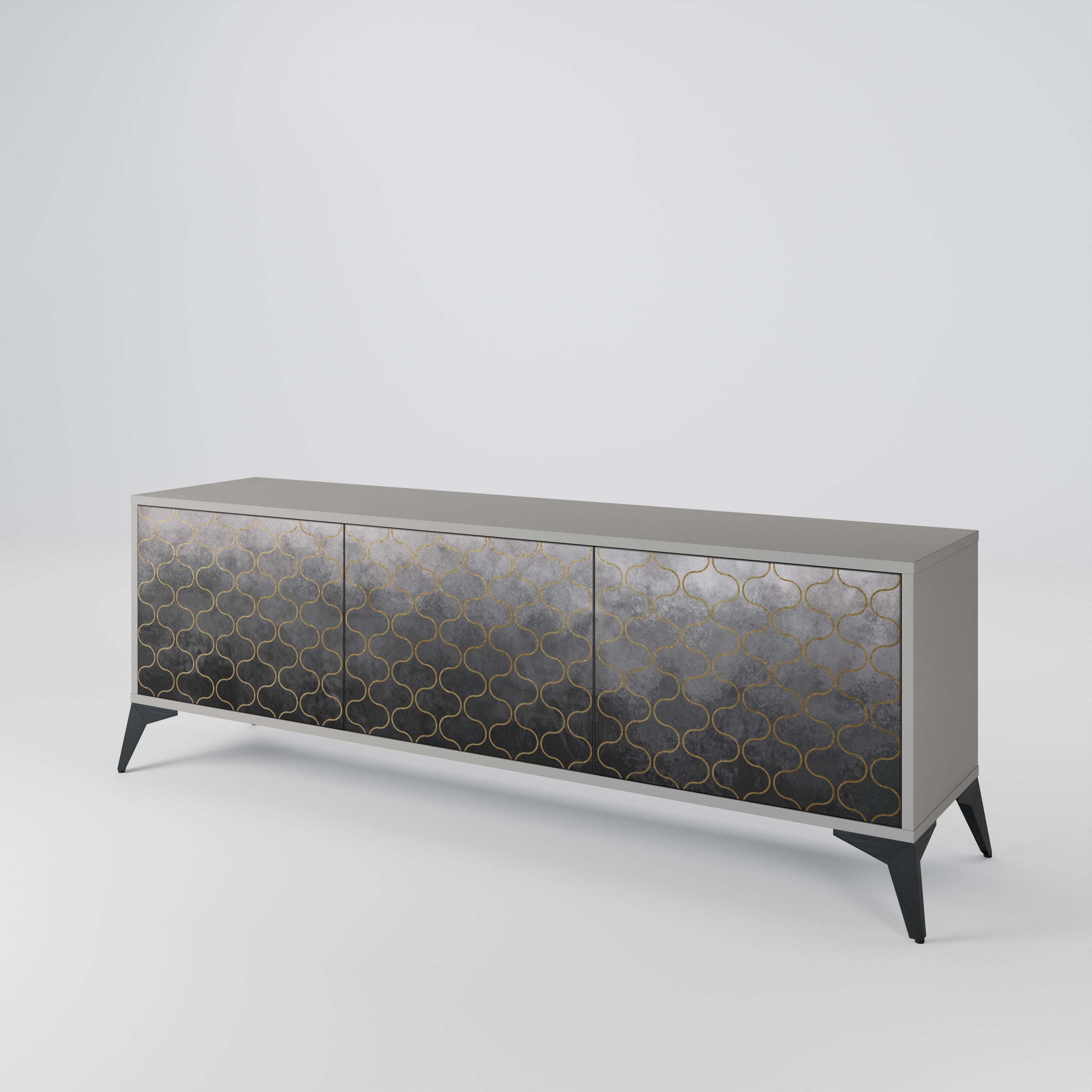 TESSELATED GRAYISH Mueble de TV de 3 Puertas