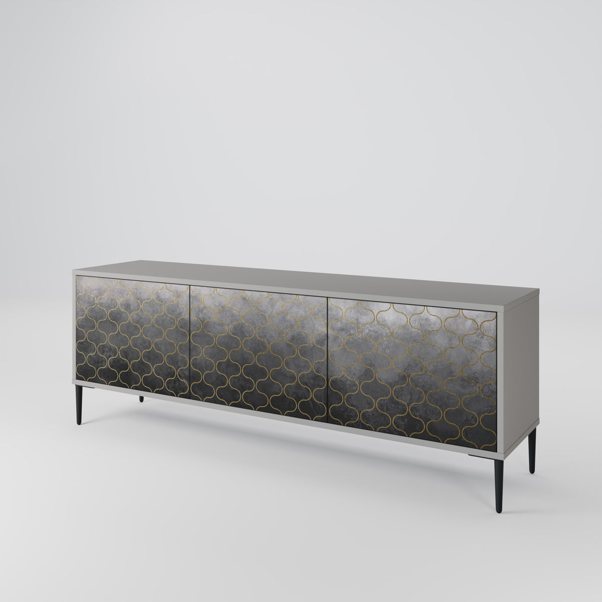 TESSELATED GRAYISH Mueble de TV de 3 Puertas