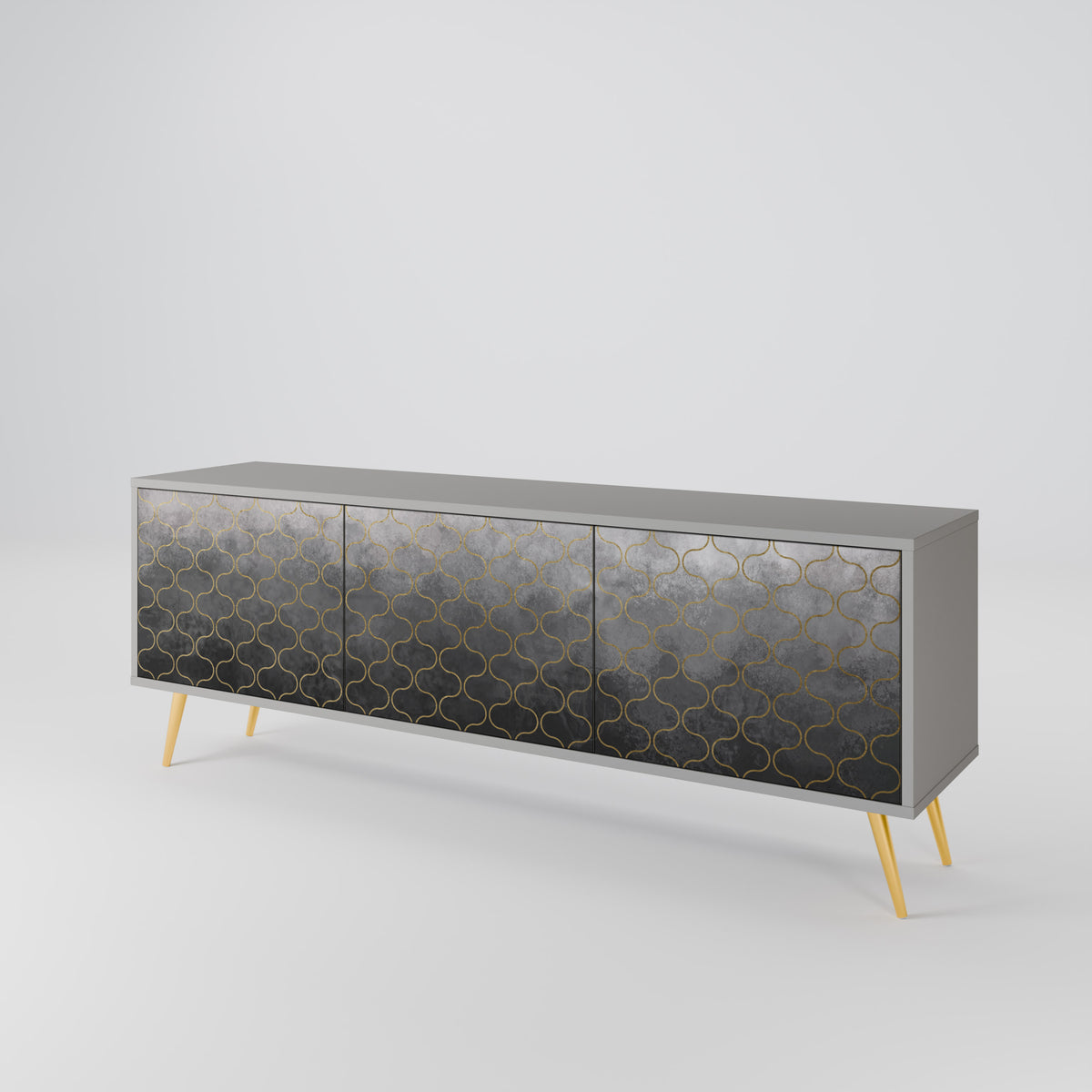 TESSELATED GRAYISH Mueble de TV de 3 Puertas