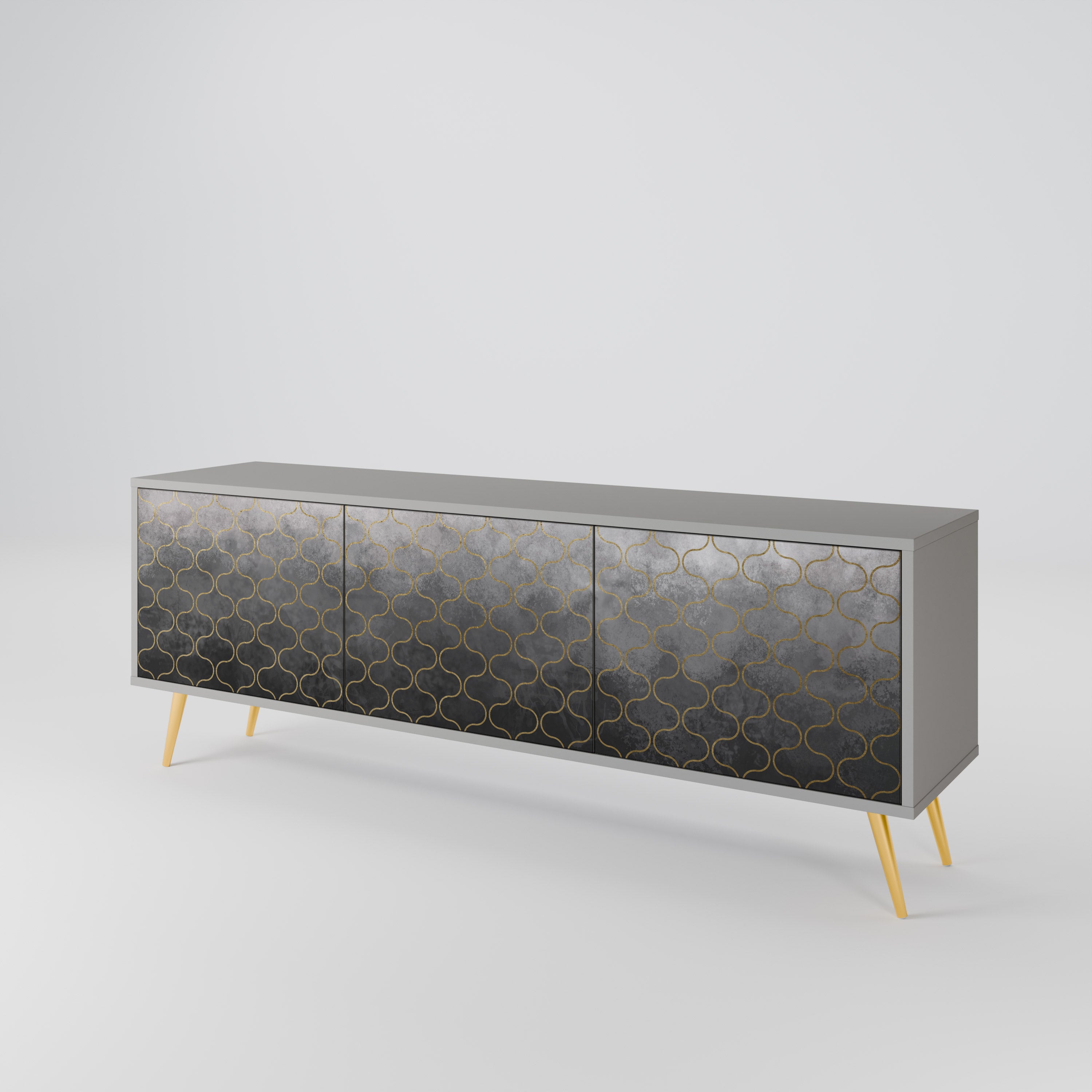 TESSELATED GRAYISH Mueble de TV de 3 Puertas