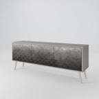 TESSELATED GRAYISH Mueble de TV de 3 Puertas en Acabado Gris