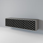 TESSELATED BLACKNESS 3-Door TV Stand in Grey Finish