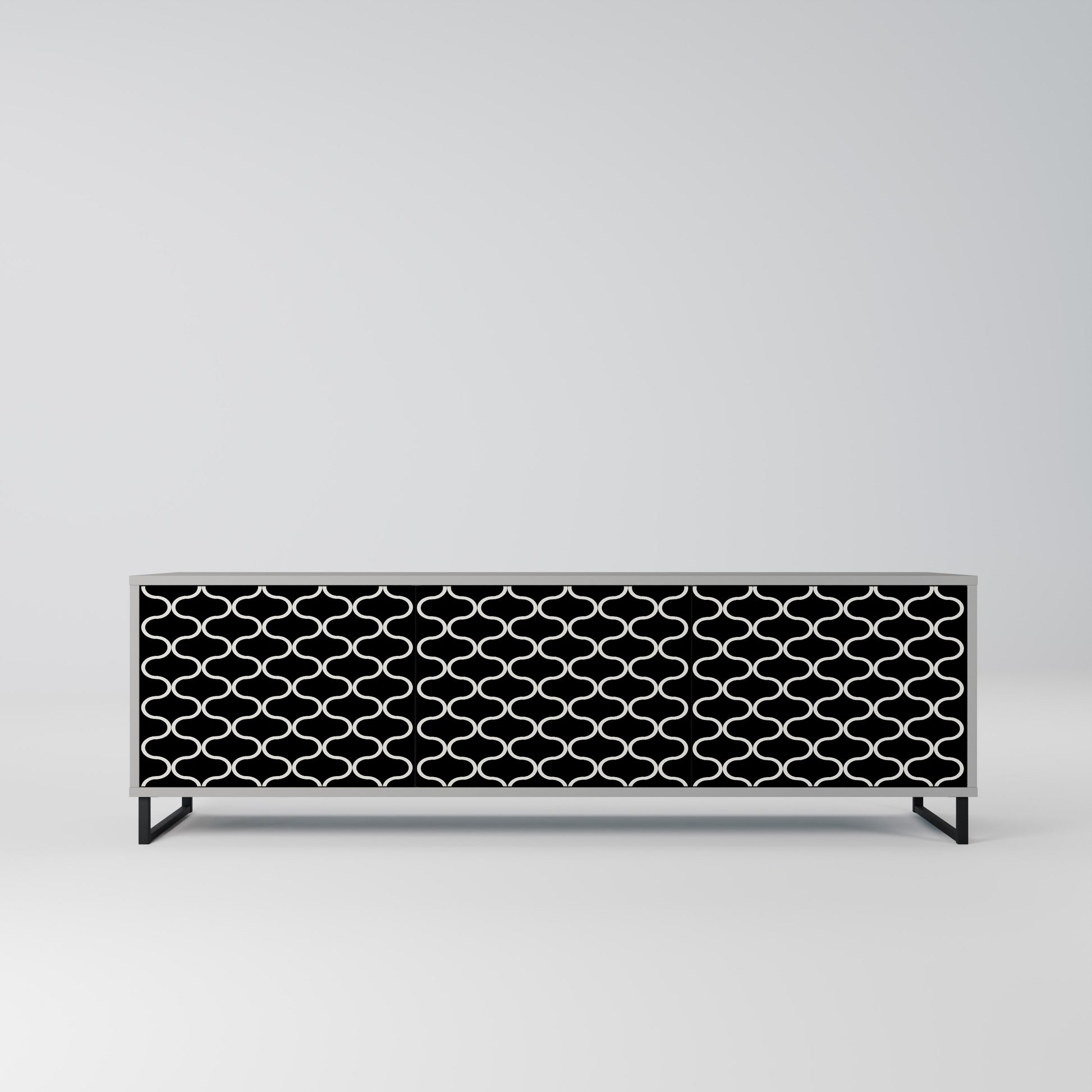 TESSELATED BLACKNESS 3-Door TV Stand in Grey Finish