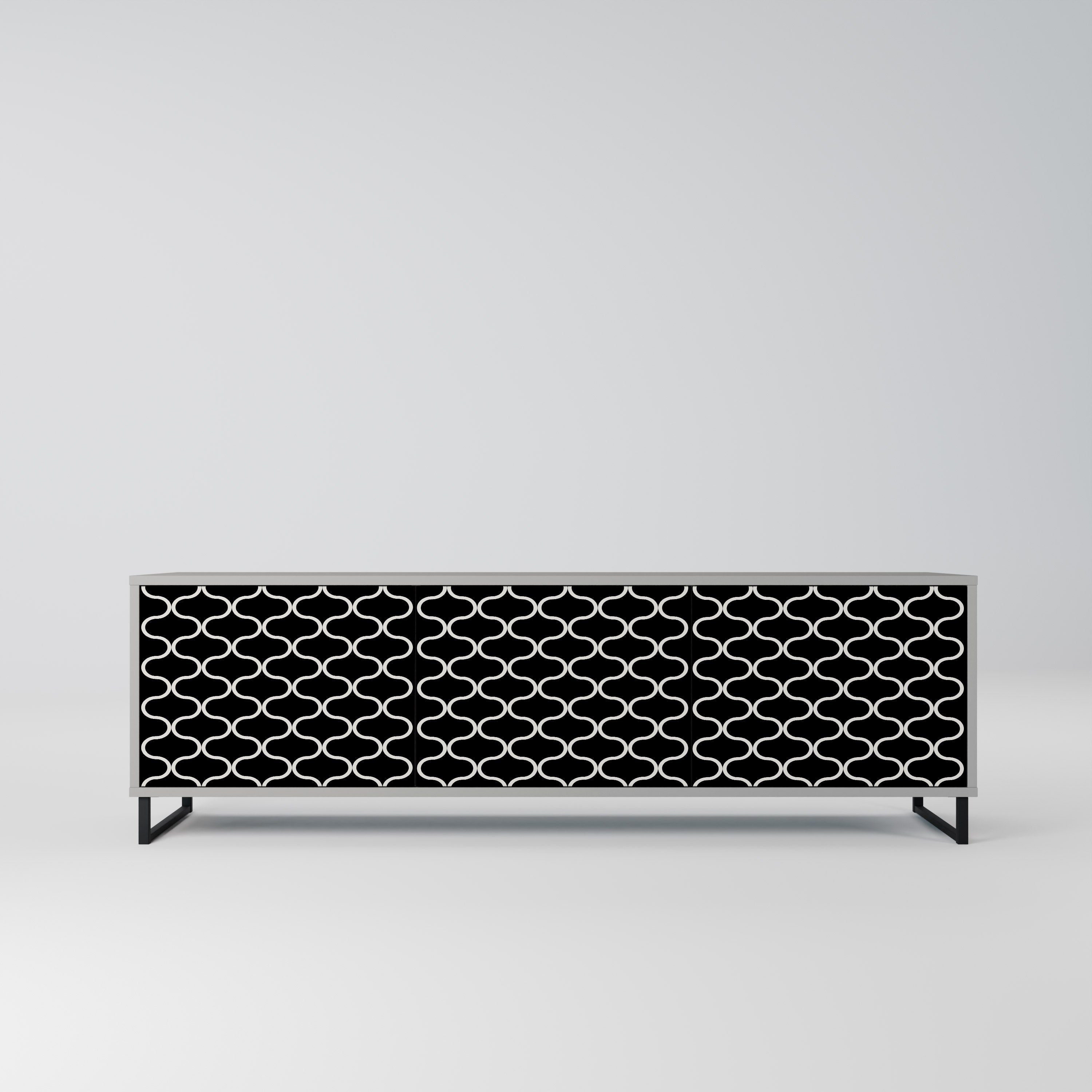TESSELATED BLACKNESS 3-Door TV Stand in Grey Finish