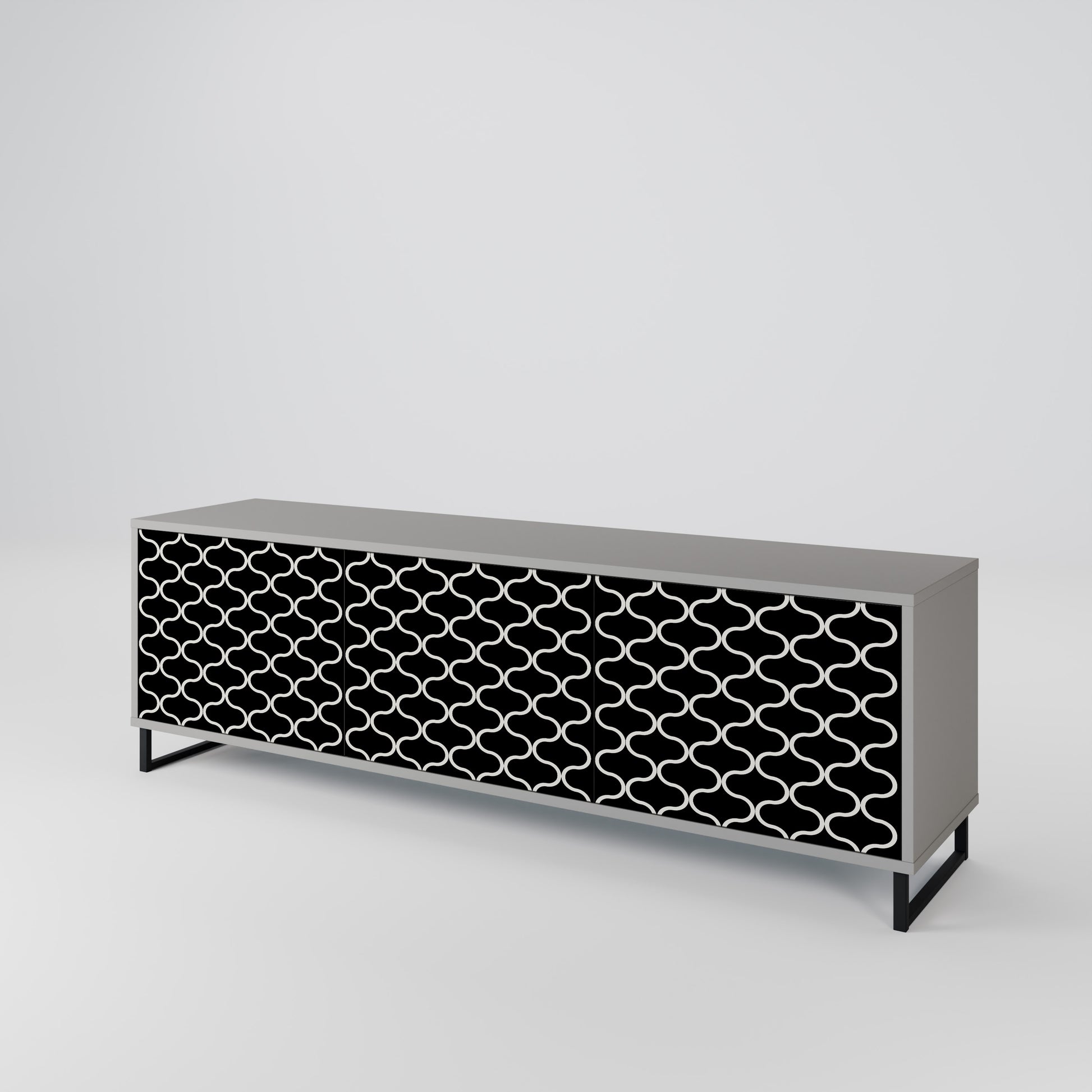 TESSELATED BLACKNESS 3-Door TV Stand in Grey Finish
