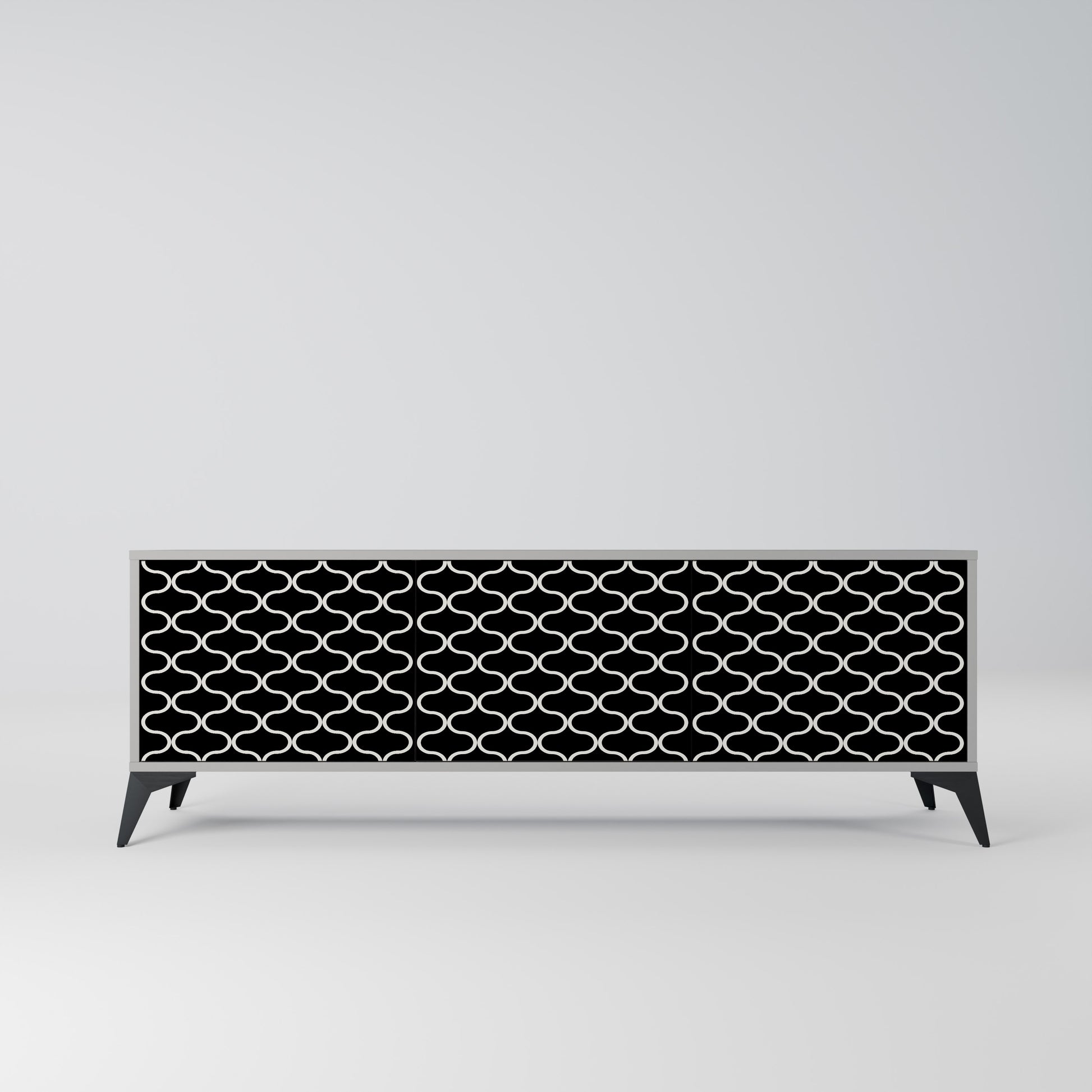 TESSELATED BLACKNESS 3-Door TV Stand in Grey Finish