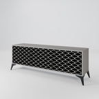 TESSELATED BLACKNESS 3-Door TV Stand in Grey Finish