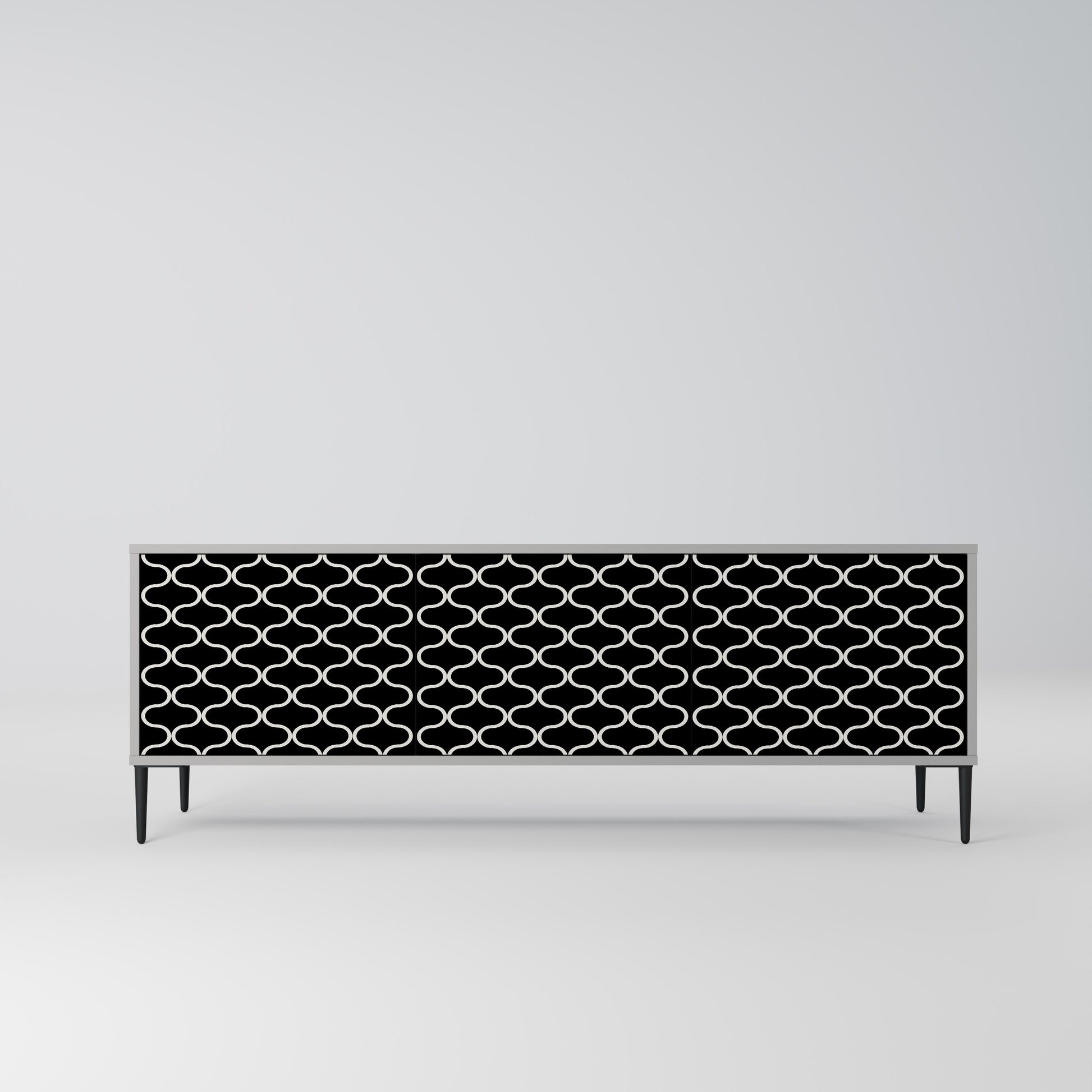 TESSELATED BLACKNESS 3-Door TV Stand in Grey Finish