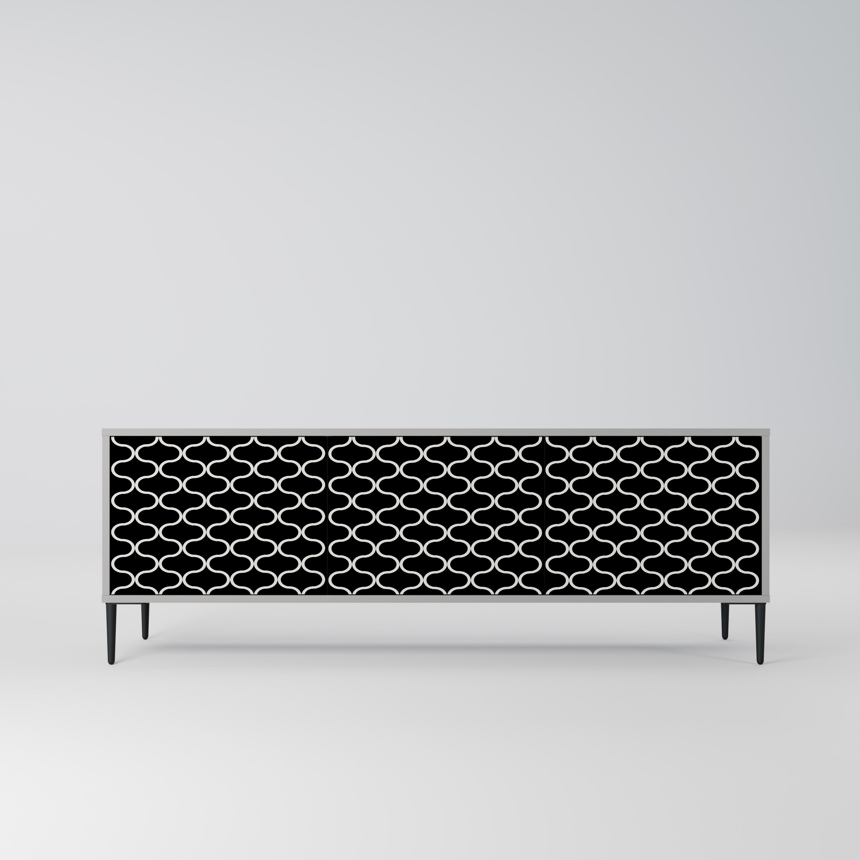 TESSELATED BLACKNESS 3-Door TV Stand in Grey Finish