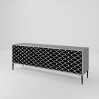TESSELATED BLACKNESS 3-Door TV Stand in Grey Finish
