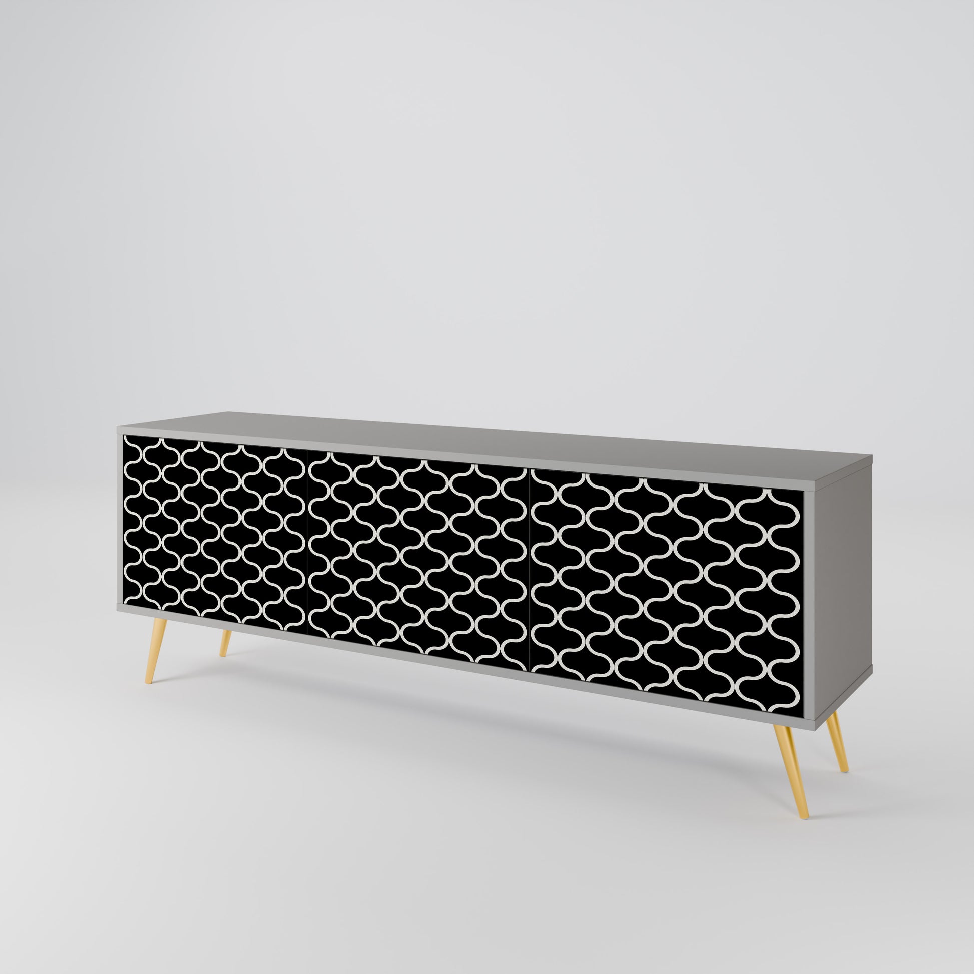 TESSELATED BLACKNESS 3-Door TV Stand in Grey Finish