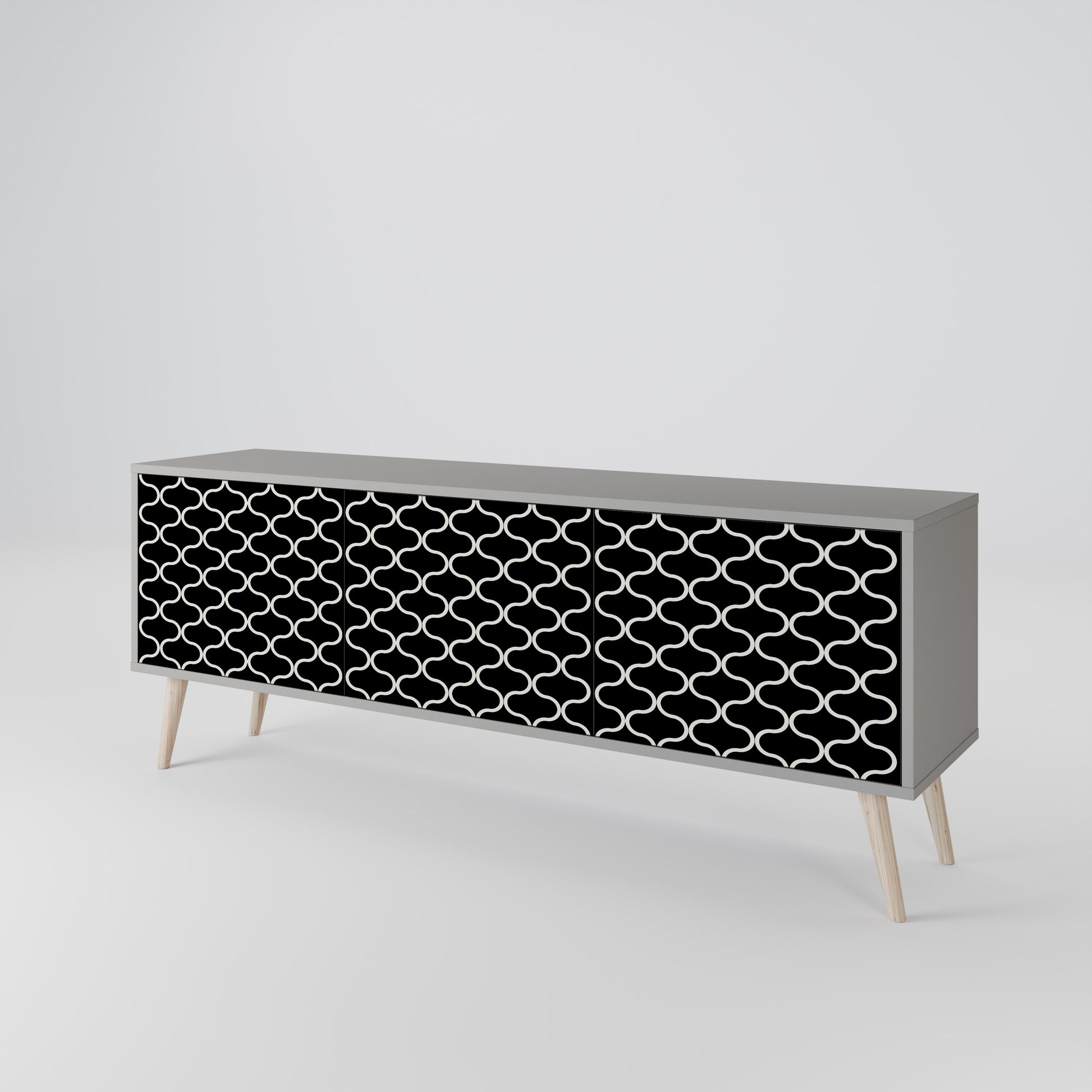TESSELATED BLACKNESS 3-Door TV Stand in Grey Finish