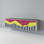 PIANO FANTASY Mueble de TV de 3 Puertas en Acabado Gris