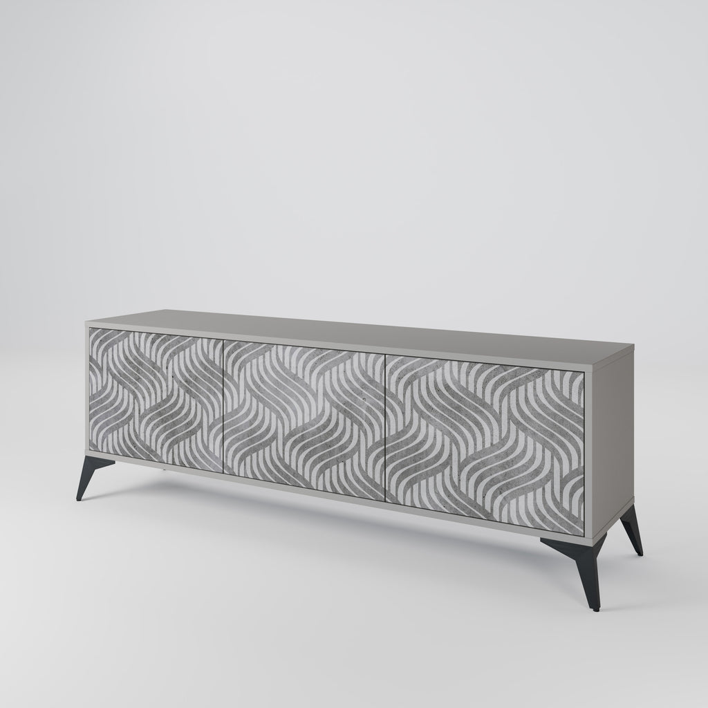 CONCRETE MOVEMENT 3-Door TV Stand in Grey Finish