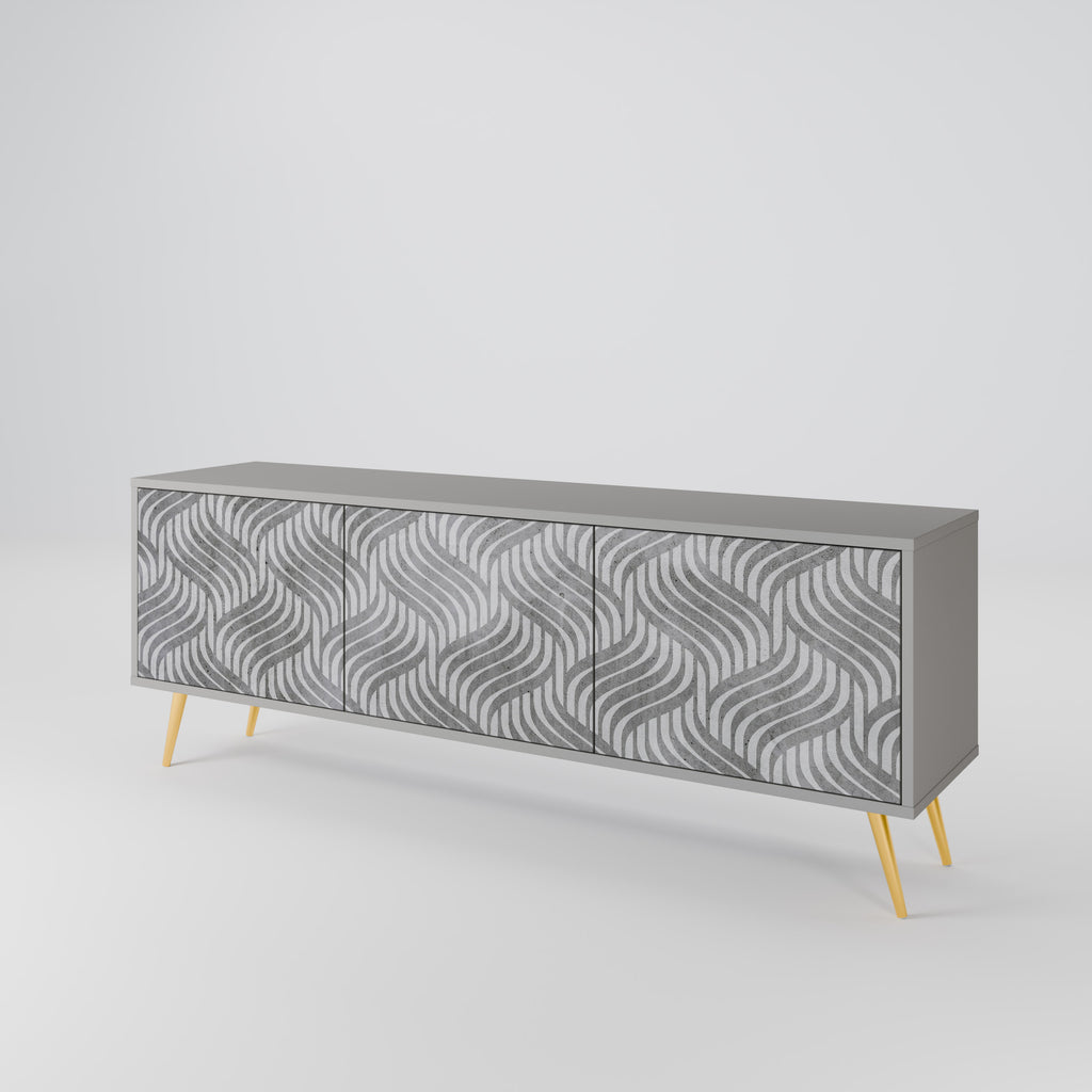 CONCRETE MOVEMENT 3-Door TV Stand in Grey Finish
