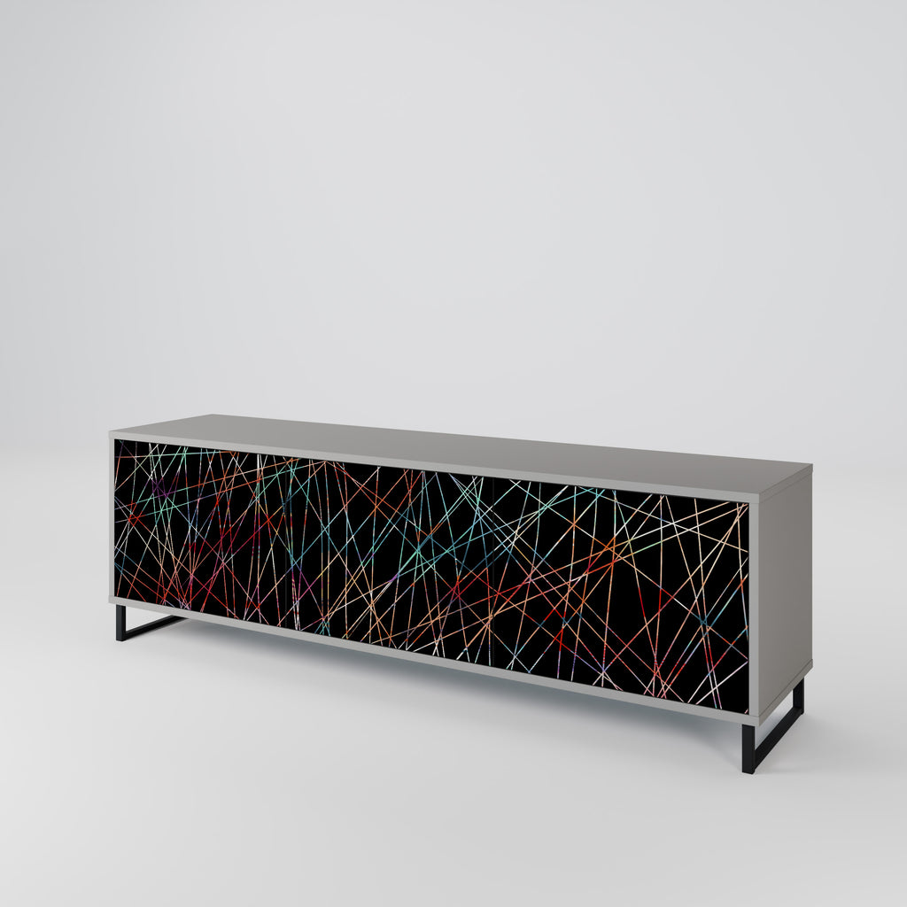 LUMINOUS SNARE 3-Door TV Stand in Grey Finish