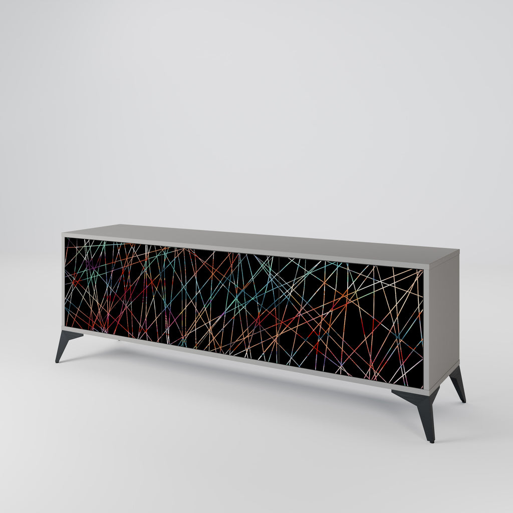 LUMINOUS SNARE 3-Door TV Stand in Grey Finish
