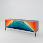 PRISM CONCUSSION 3-Door TV Stand in Grey Finish