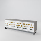 VIVID TONE Mueble de TV de 3 Puertas en Acabado Gris