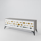 VIVID TONE Mueble de TV de 3 Puertas en Acabado Gris