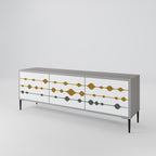 VIVID TONE Mueble de TV de 3 Puertas en Acabado Gris