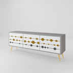 VIVID TONE Mueble de TV de 3 Puertas en Acabado Gris