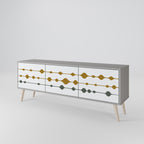 VIVID TONE Mueble de TV de 3 Puertas en Acabado Gris