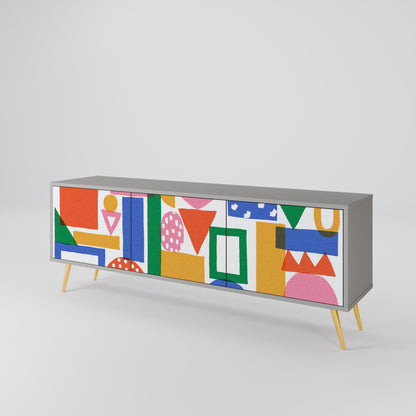 GEOMETRIC GLIMMER Mueble de TV de 3 Puertas