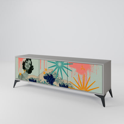 KANAGAWA BEAUTY Mueble de TV de 3 Puertas