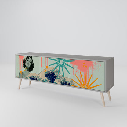 KANAGAWA BEAUTY Mueble de TV de 3 Puertas