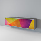 VIVID GEOMETRY Mueble de TV de 3 Puertas en Acabado Gris