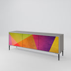 VIVID GEOMETRY Mueble de TV de 3 Puertas en Acabado Gris
