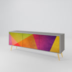 VIVID GEOMETRY Mueble de TV de 3 Puertas en Acabado Gris