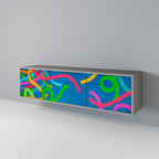 STREAMER TANGLE Mueble de TV de 3 Puertas en Acabado Gris