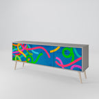 STREAMER TANGLE Mueble de TV de 3 Puertas en Acabado Gris