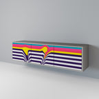 TONE COLLAPSE Mueble de TV de 3 Puertas en Acabado Gris