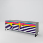 TONE COLLAPSE Mueble de TV de 3 Puertas en Acabado Gris