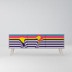 TONE COLLAPSE Mueble de TV de 3 Puertas en Acabado Gris