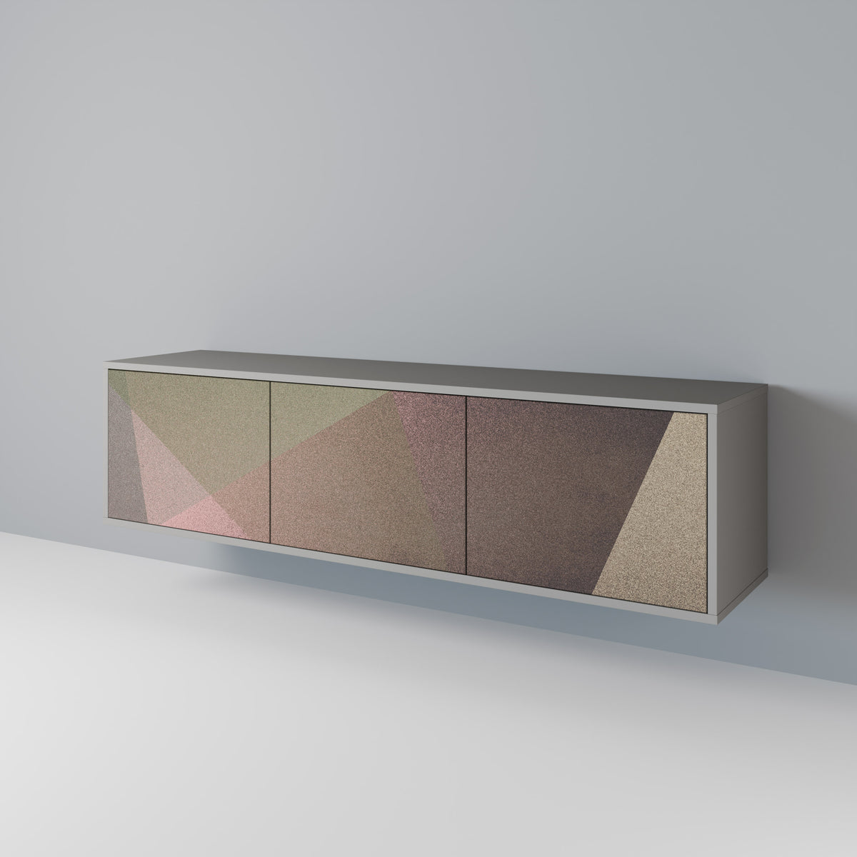 BEIGE GEOMETRY Mueble de TV de 3 Puertas
