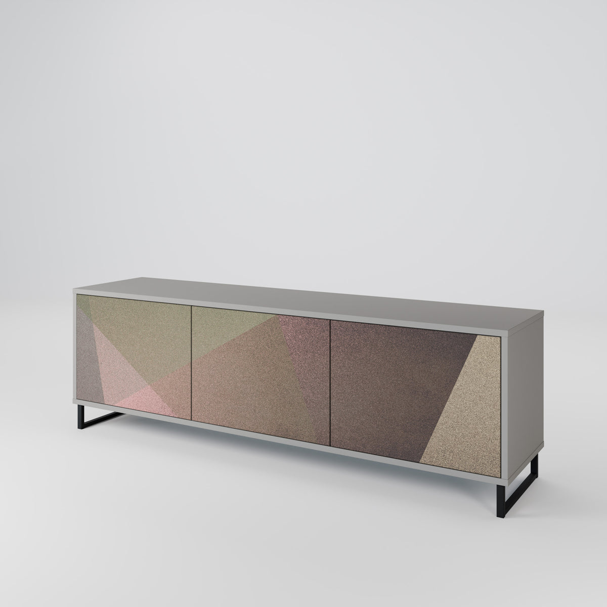 BEIGE GEOMETRY Mueble de TV de 3 Puertas