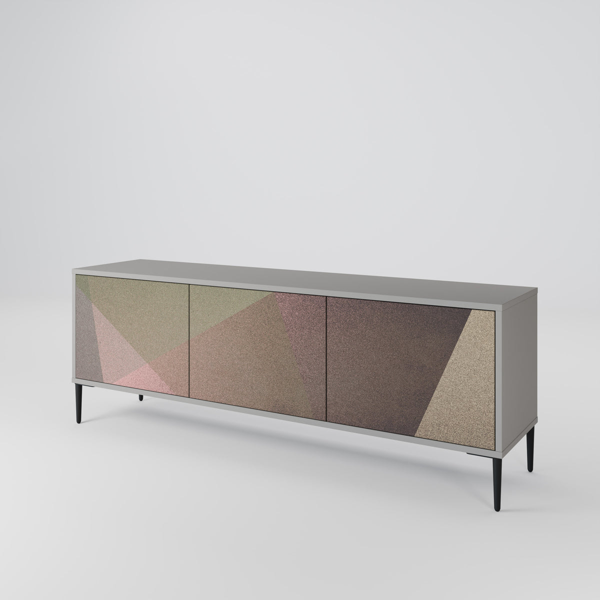 BEIGE GEOMETRY Mueble de TV de 3 Puertas