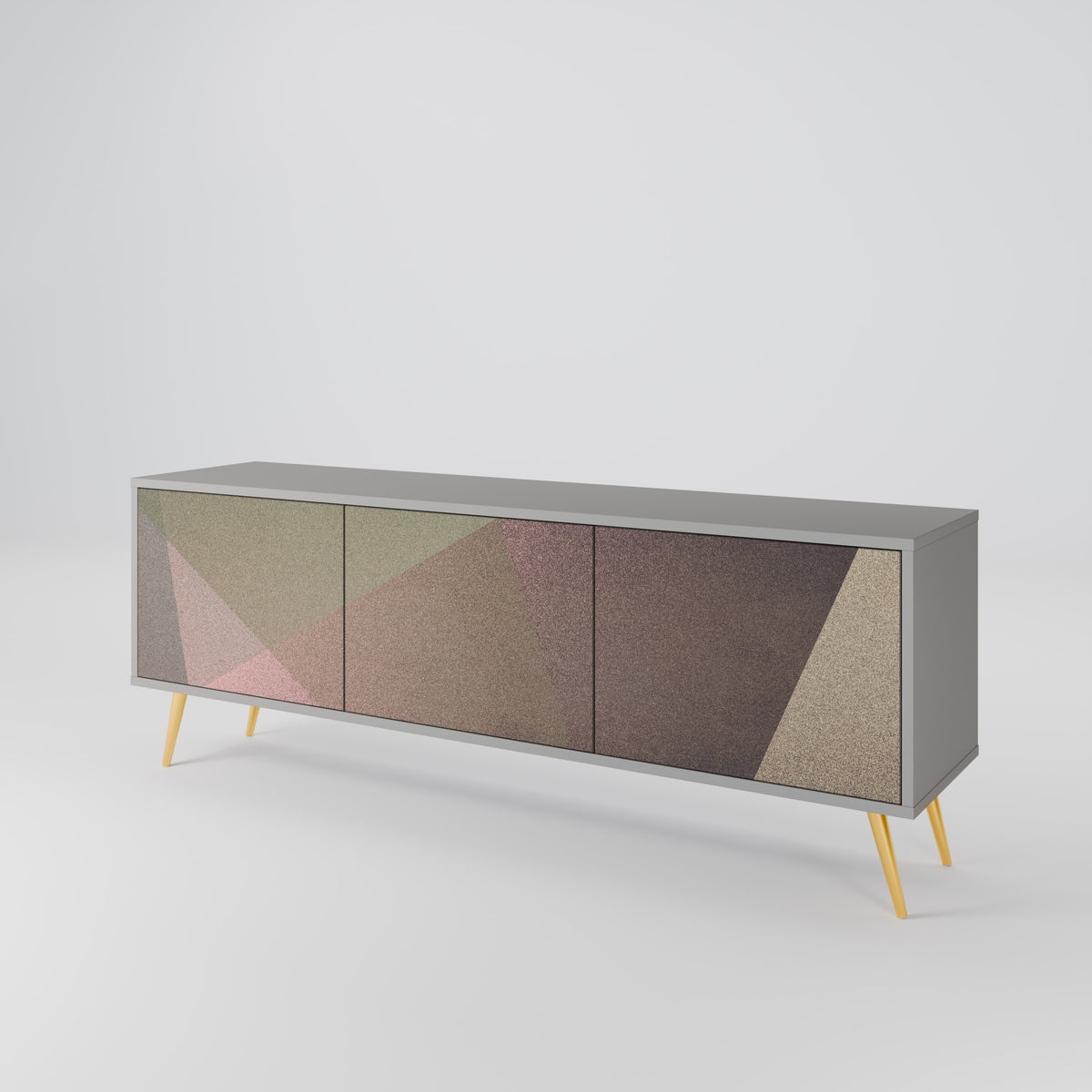 BEIGE GEOMETRY Mueble de TV de 3 Puertas