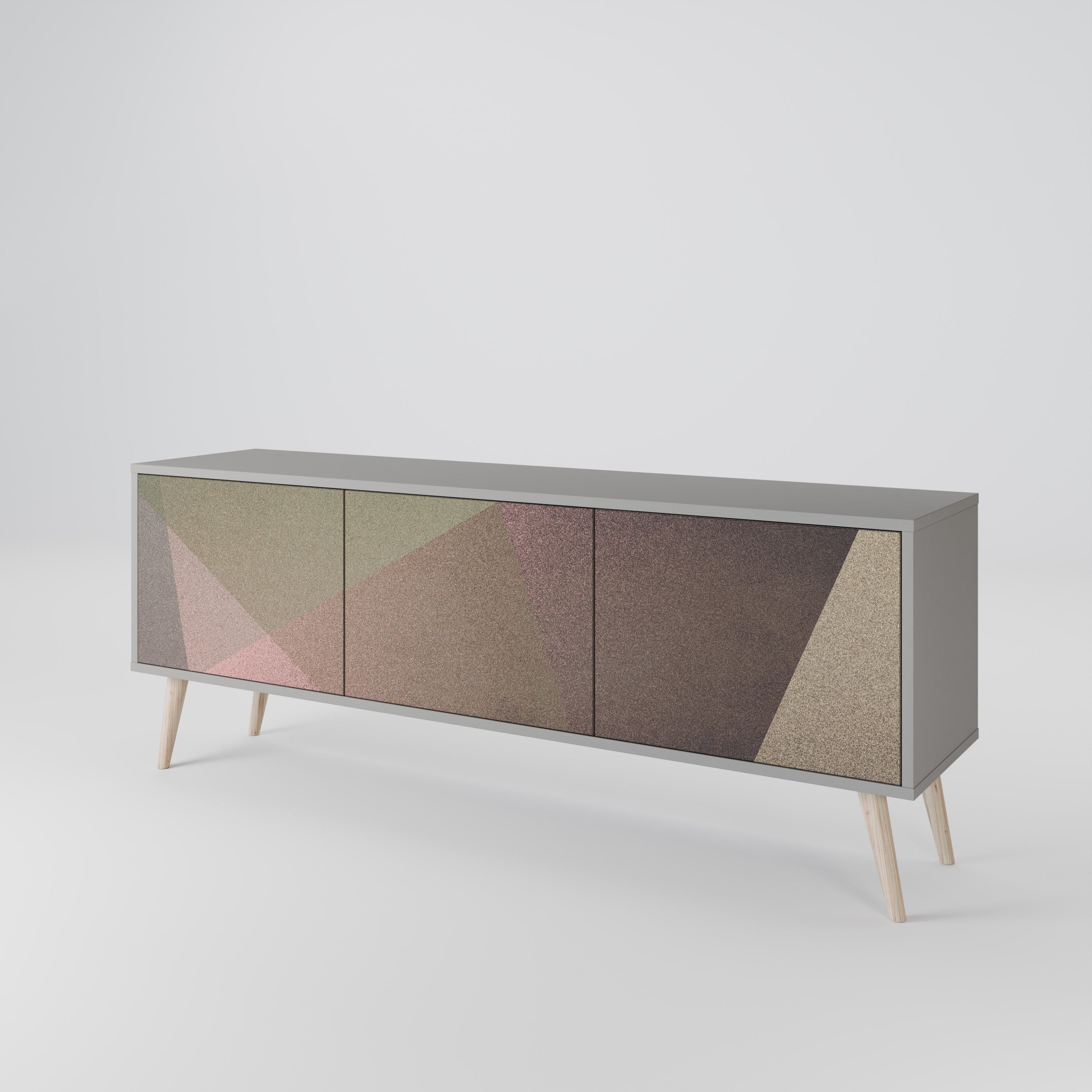 BEIGE GEOMETRY 3-Door TV Cabinet
